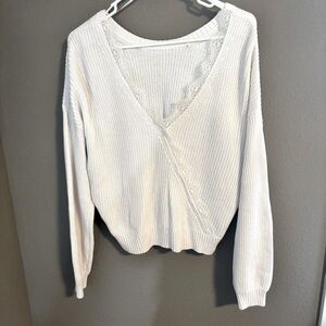 Hollister wrap style white sweater